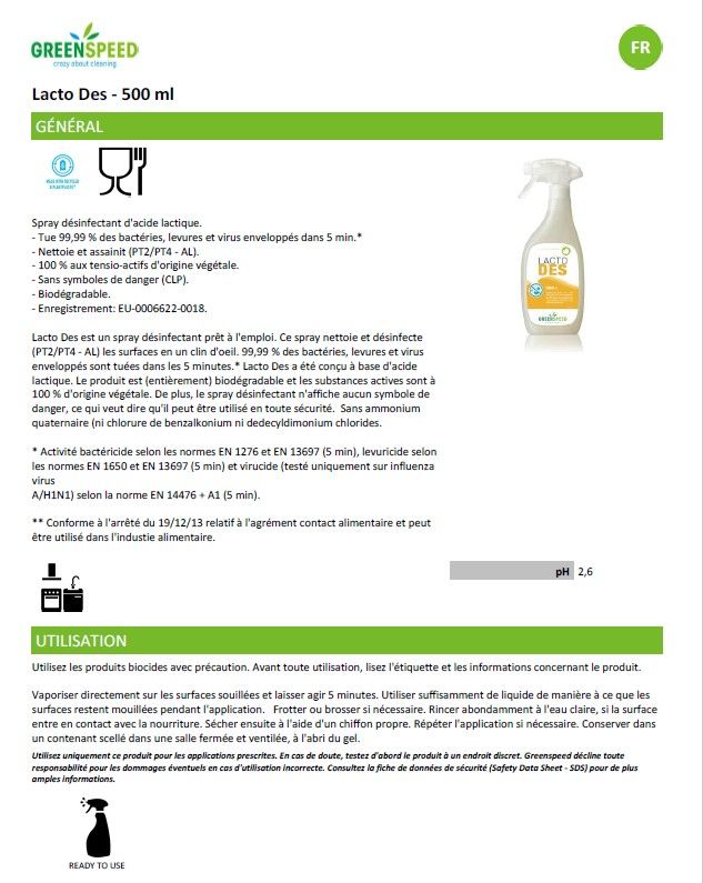 FT spray désinfectant Lacto Des