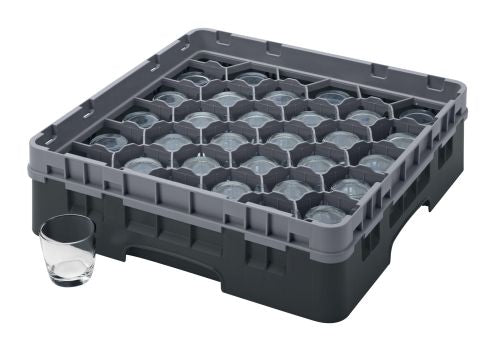 Casier lavage verres noir 30 compartiments hauteur 9,4 cm