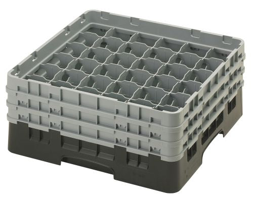 Casier lavage verres noir 36 compartiments, hauteur max verre 17,6 cm