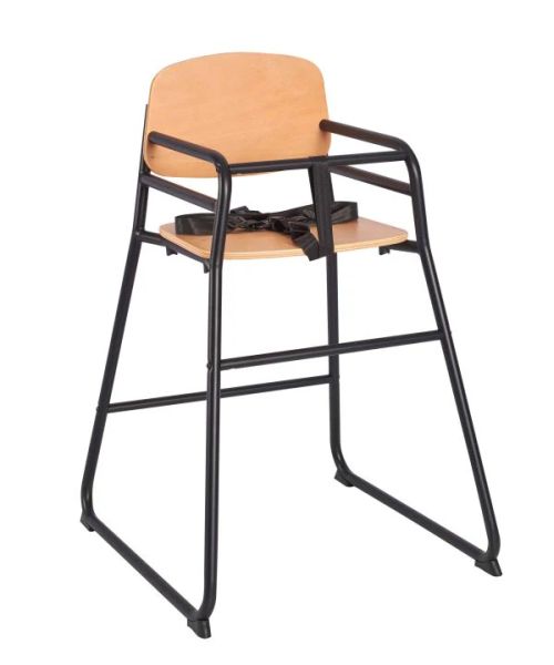 Chaise haute bois / acier coloris noir
