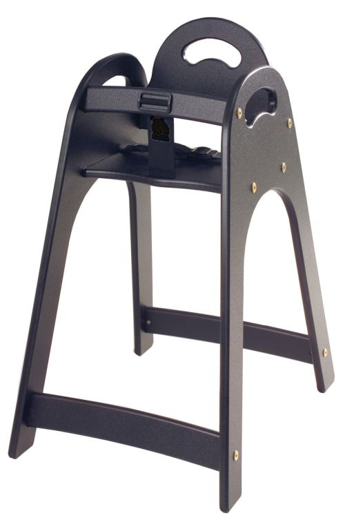 Chaise haute bébé en plastique noir professionnel