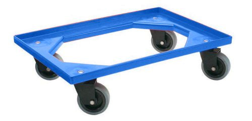 Chariot porte bac euronorm en ABS bleu roues non marquantes