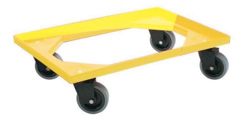 Chariot porte bac euronorm 600 X 400 en ABS jaune roues non marquantes