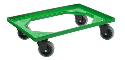 Chariot porte bac euronorm en ABS vert roues non marquantes