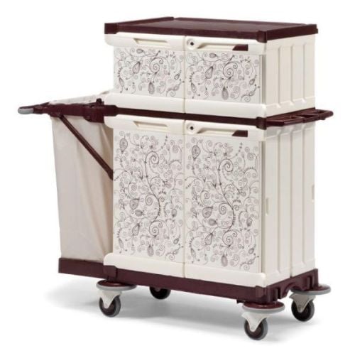 Chariot hôtel surélevé avec support sac pliable – compact et fonctionnel