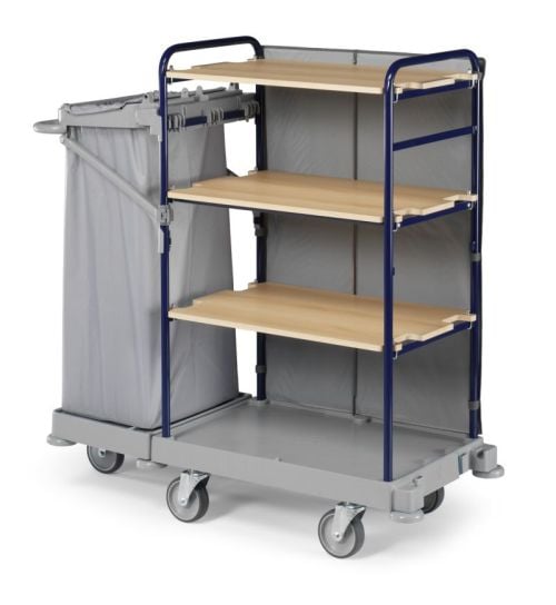 Chariot room service à cloison arrière - Collecte linge et transport produit