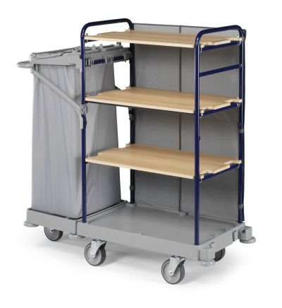 Chariot room service à cloison arrière - Collecte linge et transport produit
