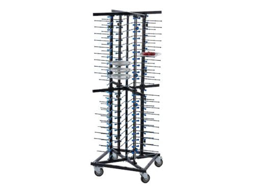 Chariot porte assiettes mobile en acier peint pour 80 plats