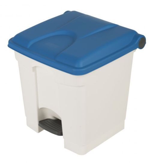 Collecteur tri sélectif 30 litres blanc à couvercle bleu