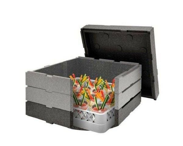 Conteneur isotherme spécial pizzas ou verrines avec 2 extensions