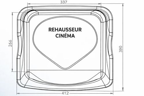 Dimensions hors tout du rehausseur cinéma pour siège et fauteuil cinéma et spectacle