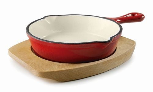 Faitout rond avec mange de couleur rouge