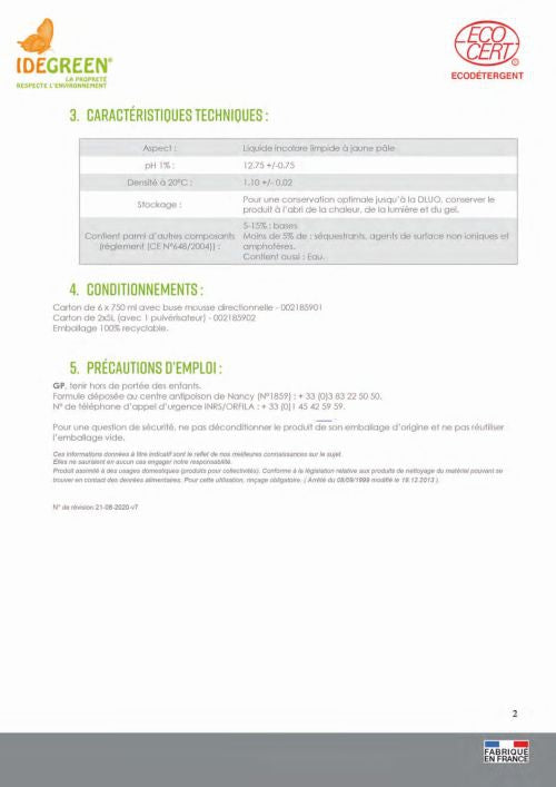 Fiche technique dégraissant four écolabel 2