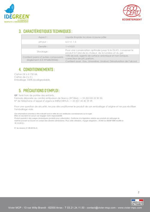 Fiche technique Respect Home vitres P2