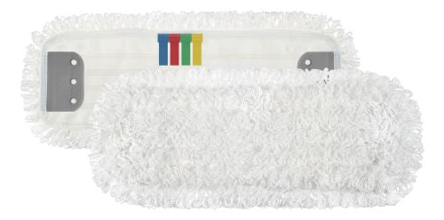 Frange microfibre blanche avec languettes 3 trous et code couleurs