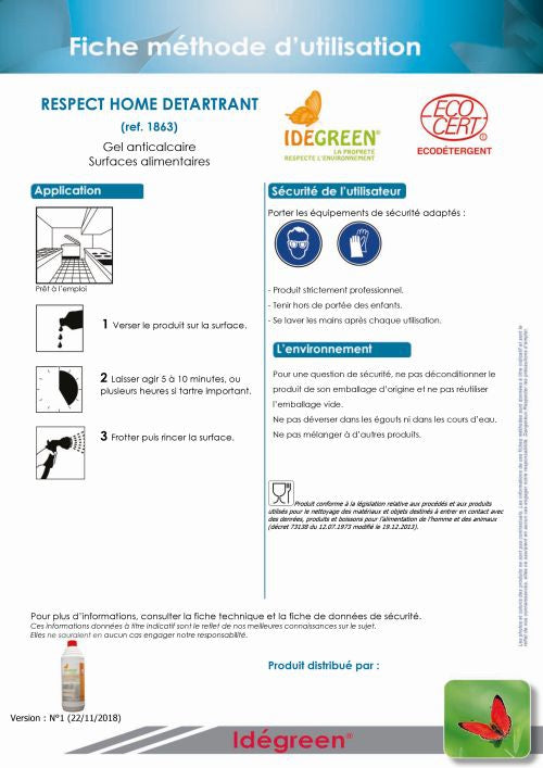 Gel anticalcaire alimentaire écolabel vivier mcp