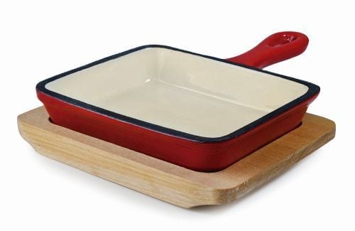 Grill lisse émaillé rouge