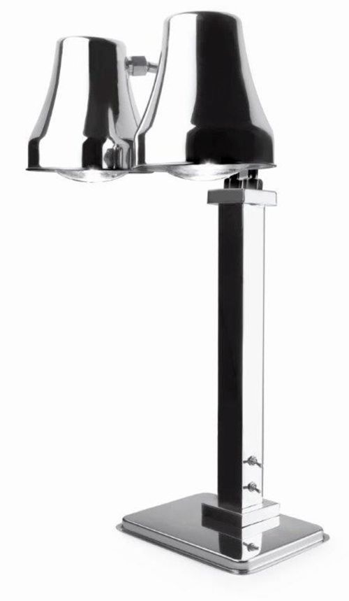 Lampe chauffe plat infrarouge sur pied à 2 lampes inox