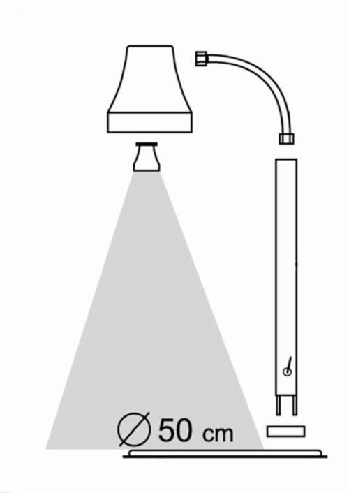 Schéma lampe chauffe plat rayon éclairage