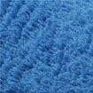 Détail de la frange en microfibre bleue