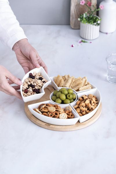 Plat apéro à 5 compartiments amovibles élégants