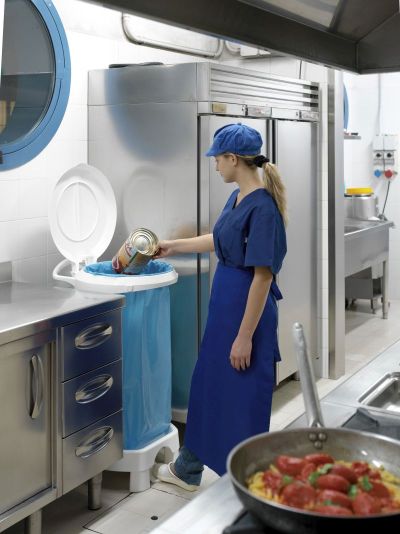 Porte sac avec couvercle à pédale pour cuisine