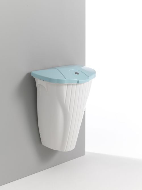 Poubelle murale design avec couvercle bleu clair