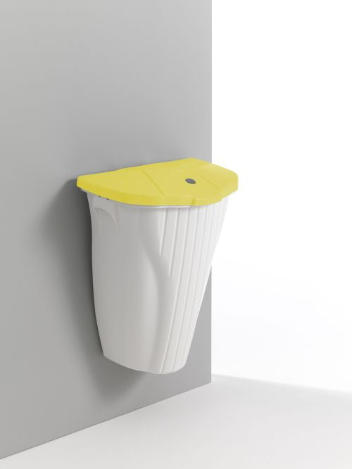Poubelle murale design avec couvercle jaune