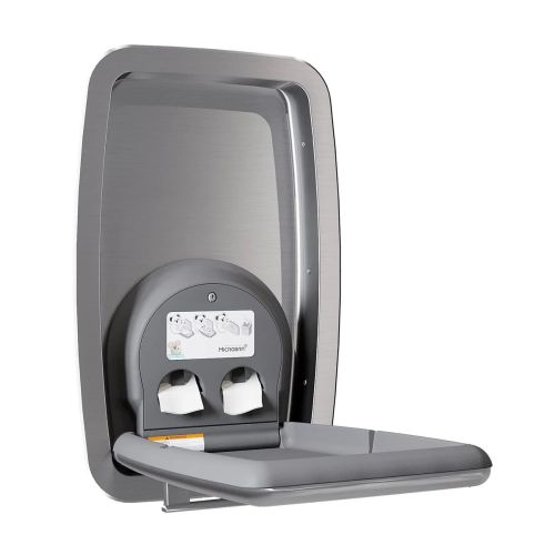 Table à langer murale encastrable en inox avec distributeur alèses